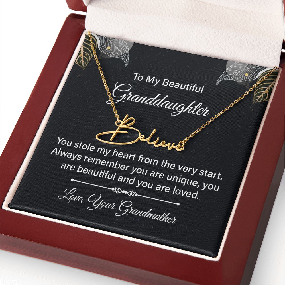 To My Beautiful Granddaughter | You stole my heart - Signature Style Name Necklace