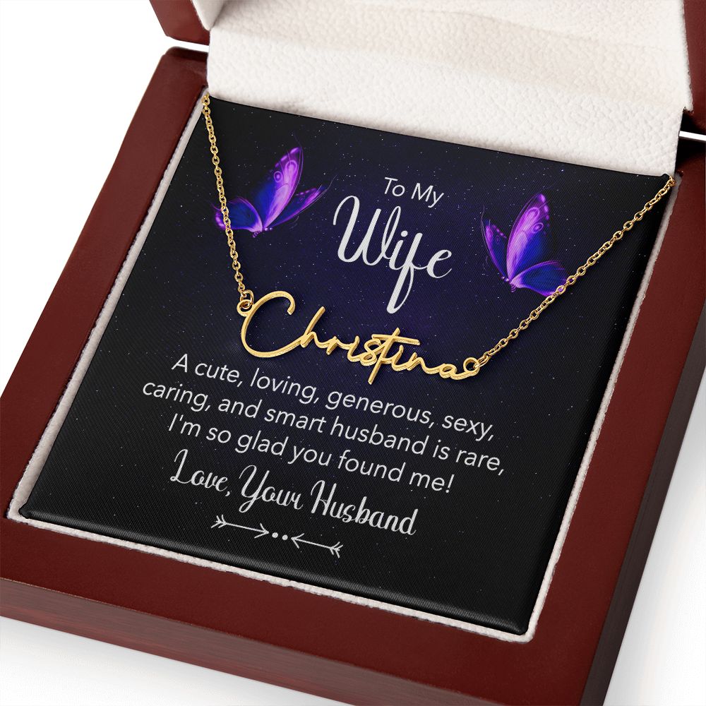 To My Wife | A Cute, Loving - Signature Style Name Necklace