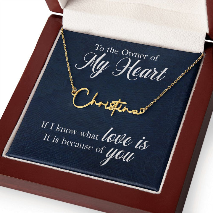 To My Wife | To The Owner of My Heart - Signature Style Name Necklace