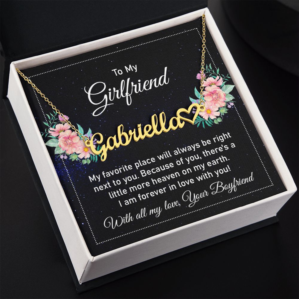 To My Girlfriend | I am forever in love with you - Heart Name Necklace