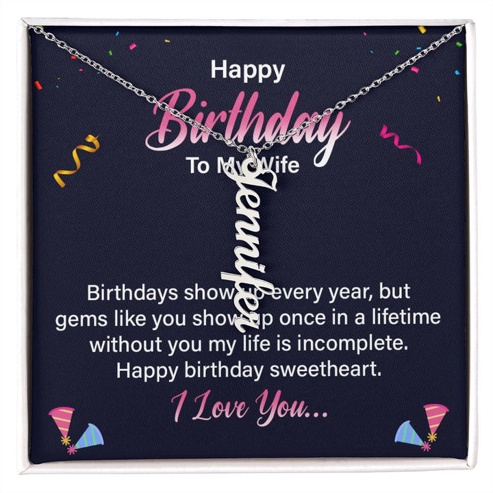 Happy Birthday | Happy Birthday Sweetheart - Personalized Vertical Name Necklace