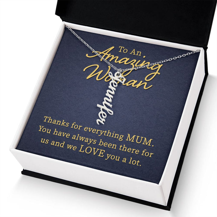 To An Amazing Woman | We Love you a lot - Personalized Vertical Name Necklace