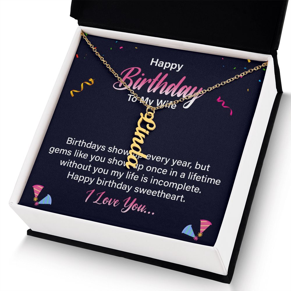 Happy Birthday | Happy Birthday Sweetheart - Personalized Vertical Name Necklace