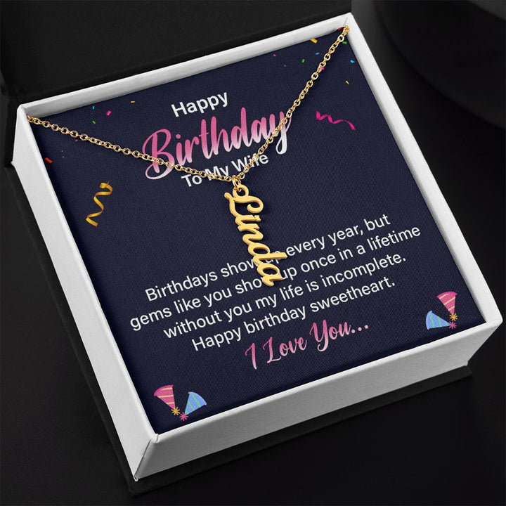 Happy Birthday | Happy Birthday Sweetheart - Personalized Vertical Name Necklace