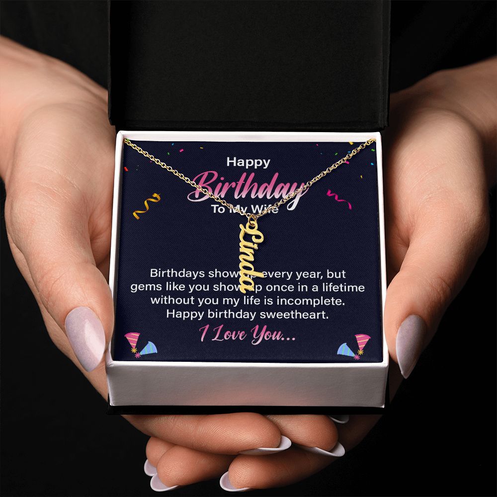 Happy Birthday | Happy Birthday Sweetheart - Personalized Vertical Name Necklace