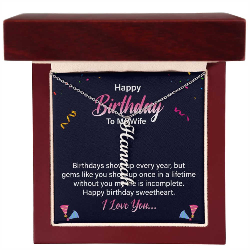 Happy Birthday | Happy Birthday Sweetheart - Personalized Vertical Name Necklace