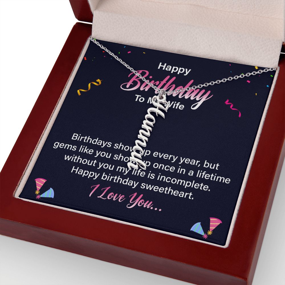 Happy Birthday | Happy Birthday Sweetheart - Personalized Vertical Name Necklace