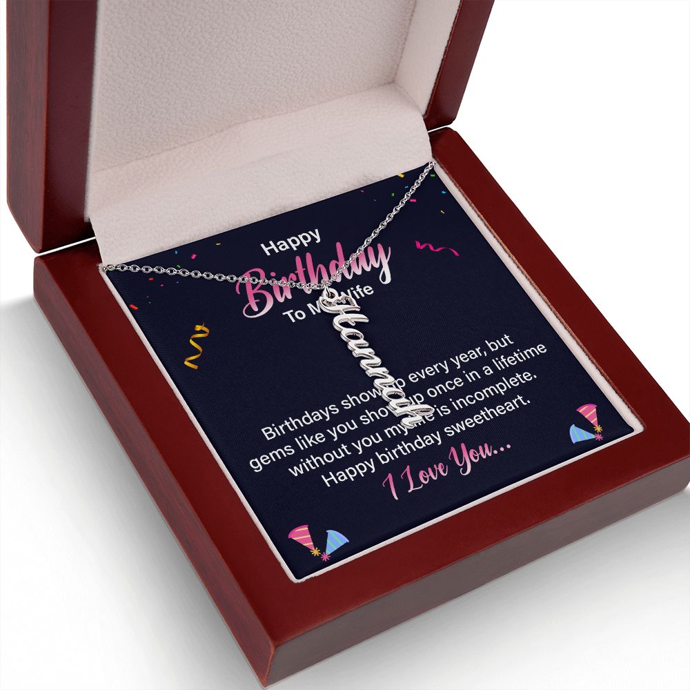Happy Birthday | Happy Birthday Sweetheart - Personalized Vertical Name Necklace