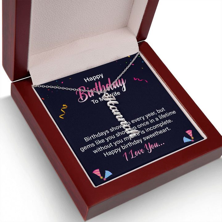 Happy Birthday | Happy Birthday Sweetheart - Personalized Vertical Name Necklace