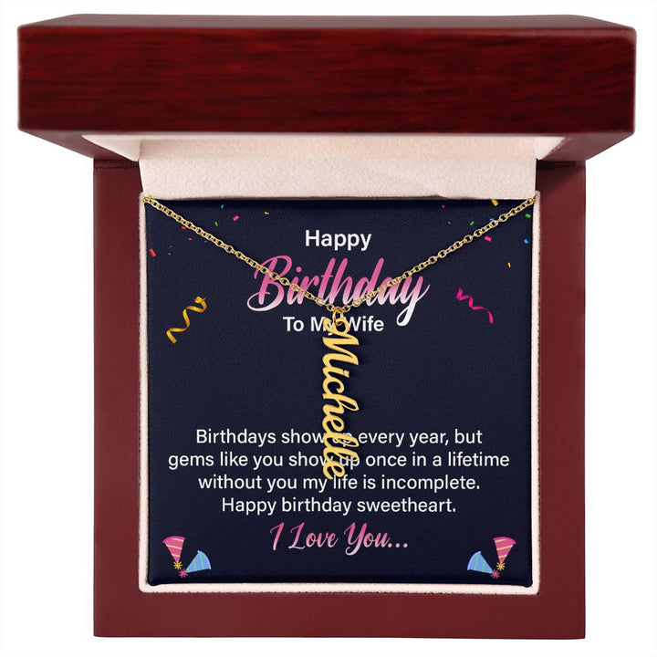 Happy Birthday | Happy Birthday Sweetheart - Personalized Vertical Name Necklace