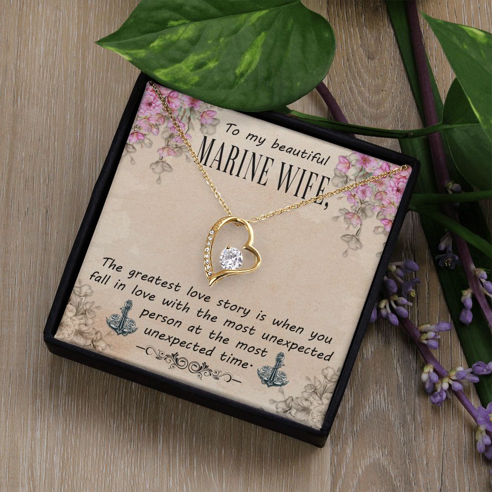 To My Wife | To My Beautiful Marine Wife - Forever Love Necklace