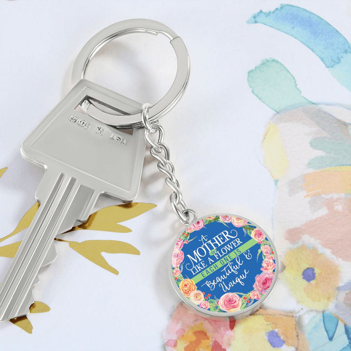 To My Mother | A Mother is like a Flower - Circle Keychain