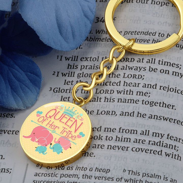 Queen of Her Tribe - Circle Keychain