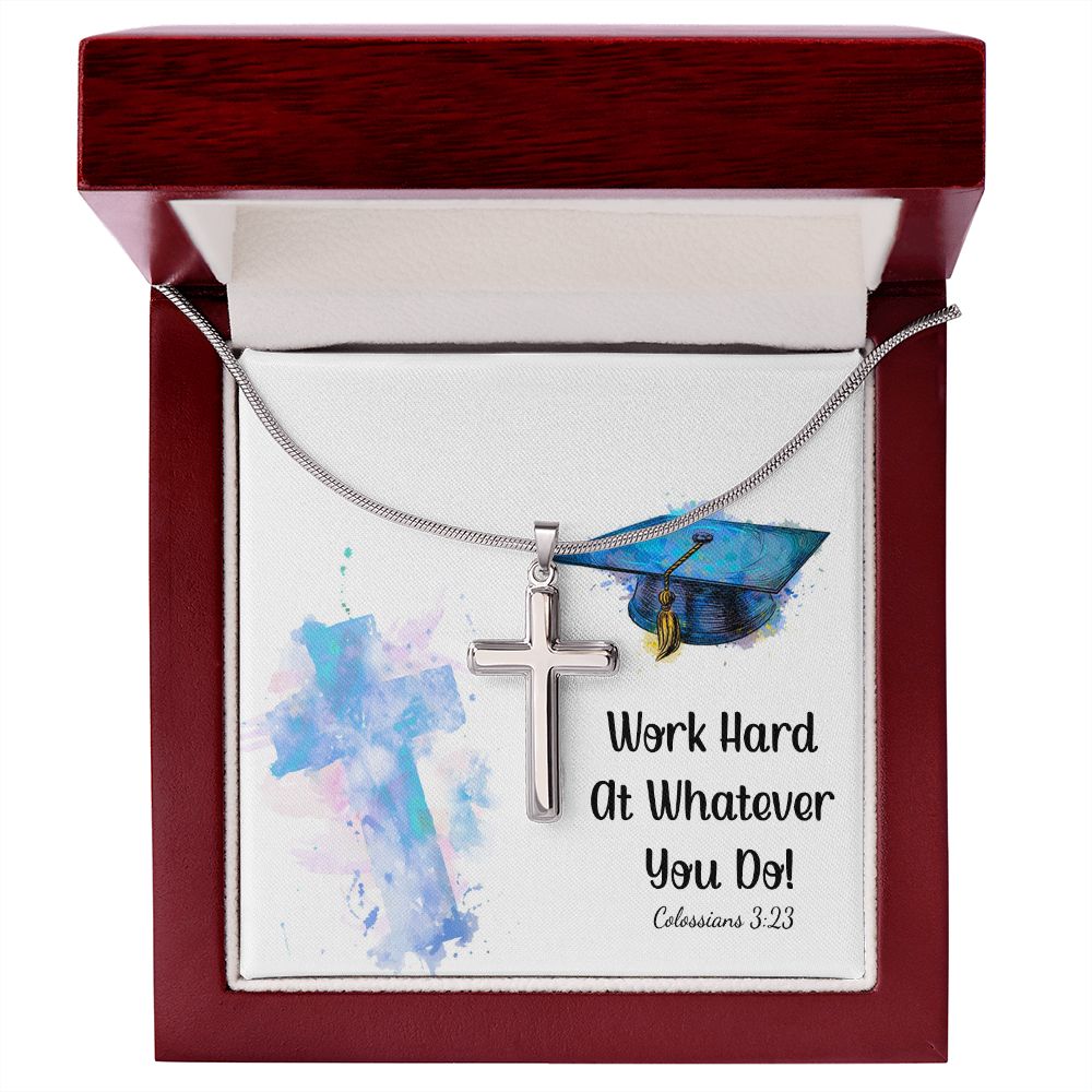 Happy Graduation | Dream Big, Graduate! The Sky's the Limit - Stainless Cross Necklace with Ball Chain