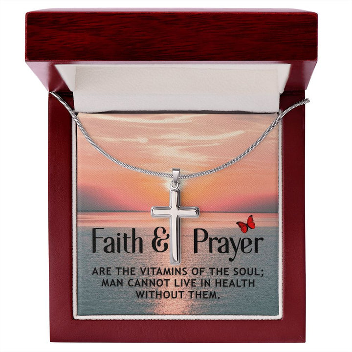 Faith | Faith and Prayer - Stainless Cross Necklace with Ball Chain
