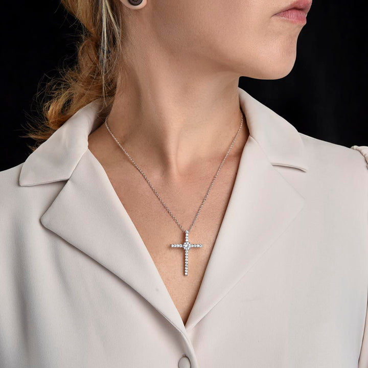 Faith it makes things possible, not easy. - CZ Cross Necklace