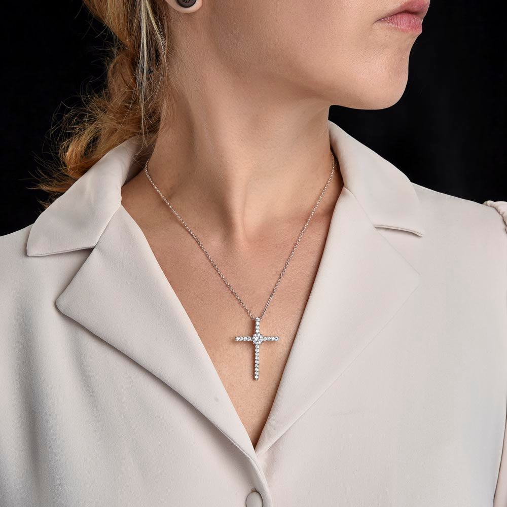 To My Daughter | Good Luck. I always believe in You. - CZ Cross Necklace