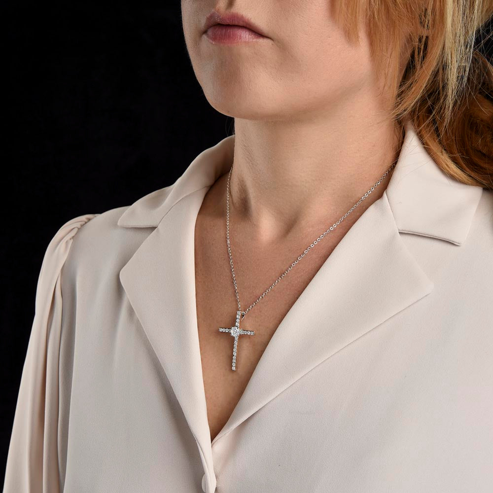 To My Sister | Tough situations build the strongest people in the end. - CZ Cross Necklace