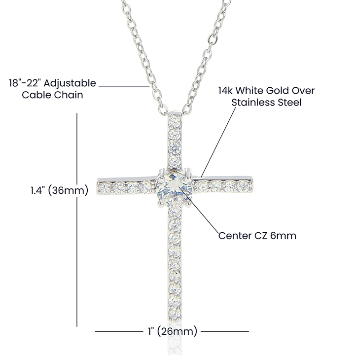 You are Loved | We Love Because He First Loved Us. 1 John 4:18-19 - CZ Cross Necklace