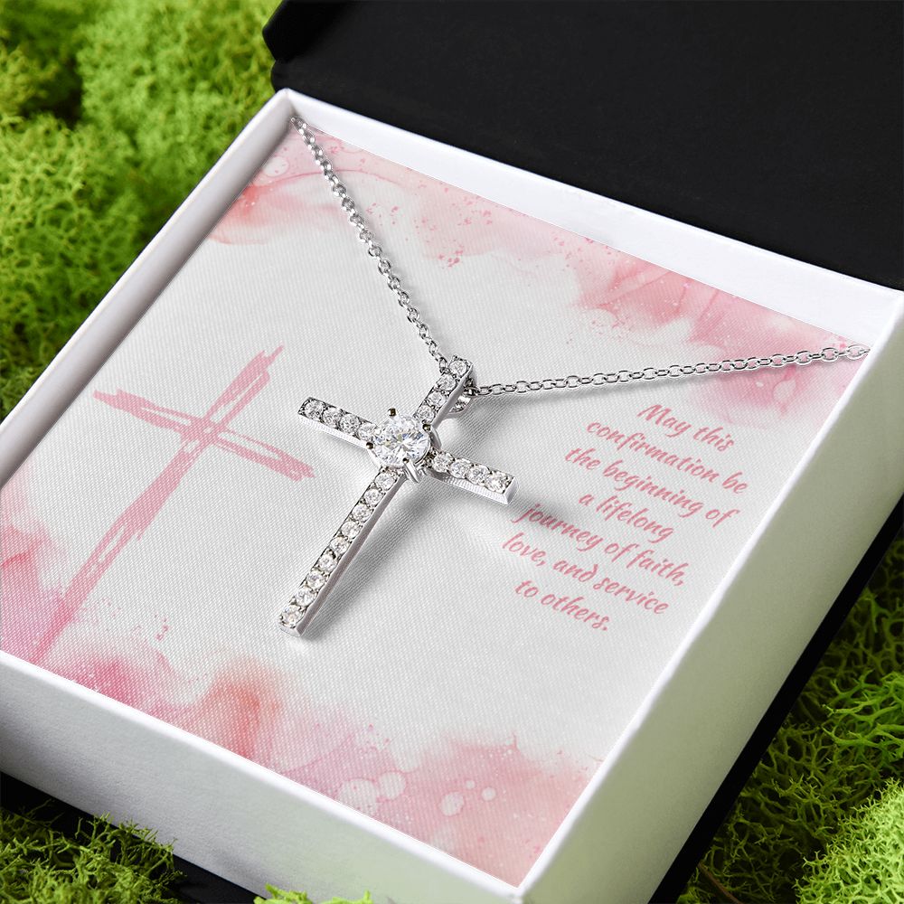 May this confirmation be the beginning of a lifelong journey of Faith - CZ Cross Necklace