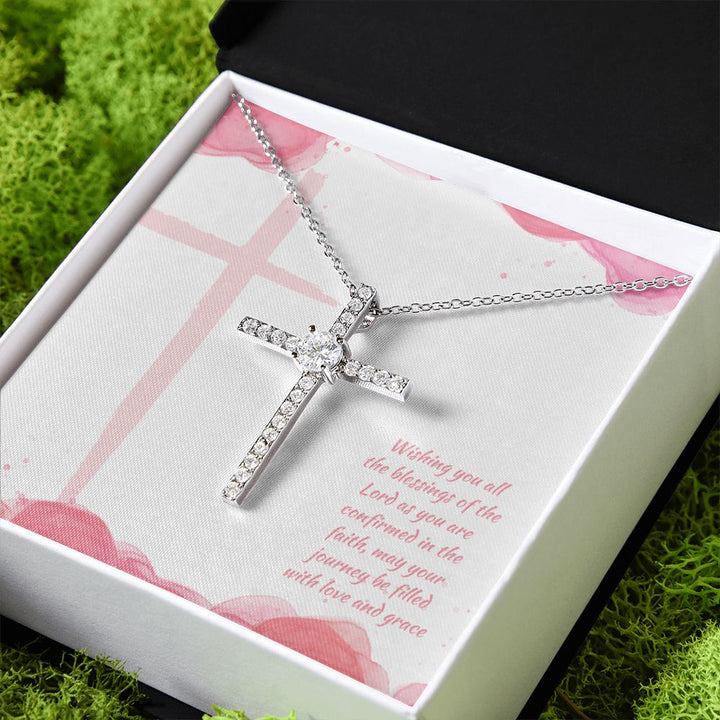 May Your Journey be filled with Love and Grace - CZ Cross Necklace