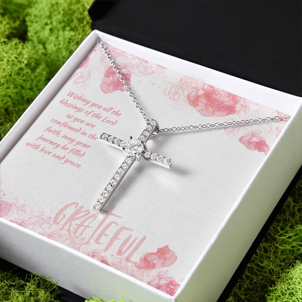 May your journey be filled with Love and Grace - CZ Cross Necklace