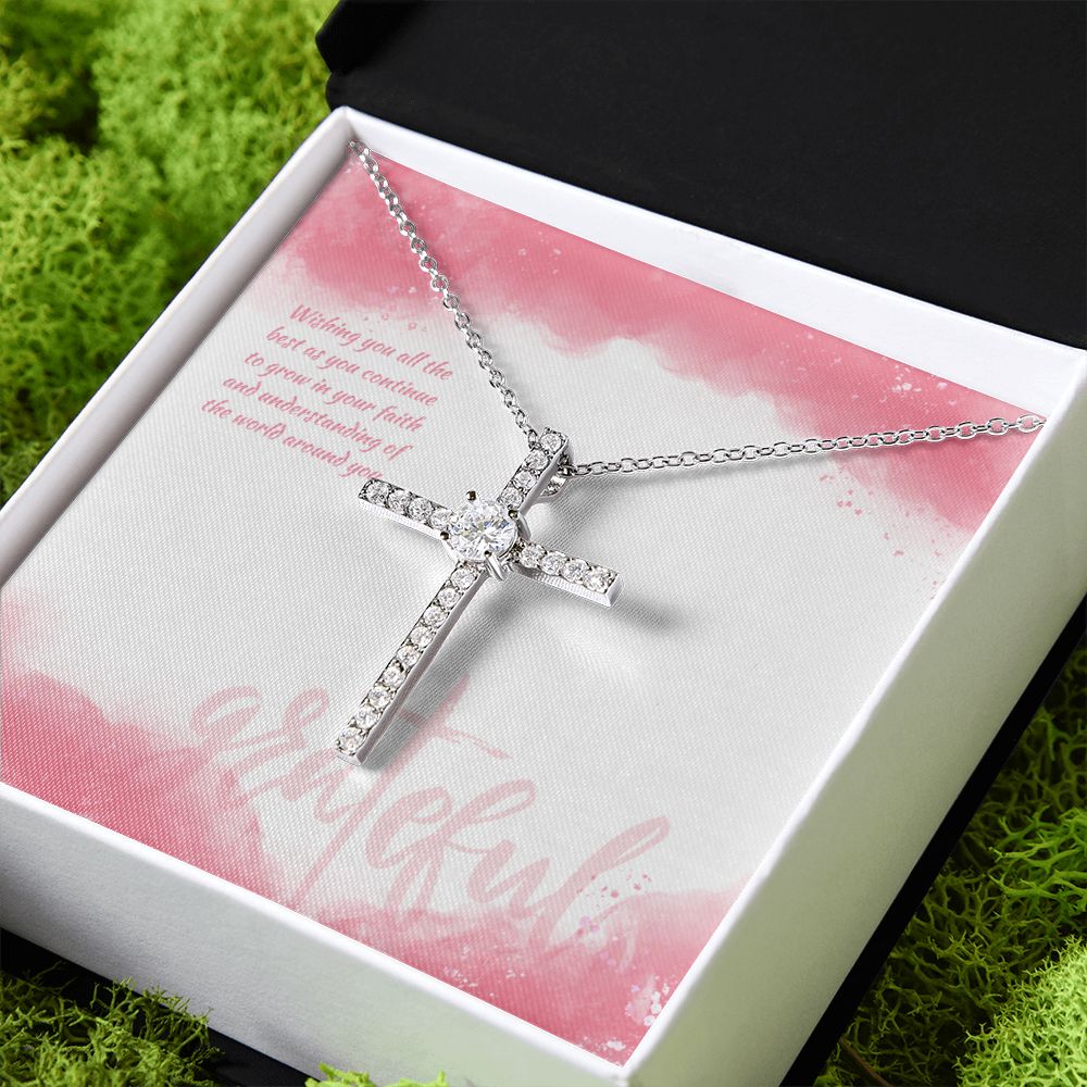 Wishing you all the best as you continue to grow in your Faith - CZ Cross Necklace