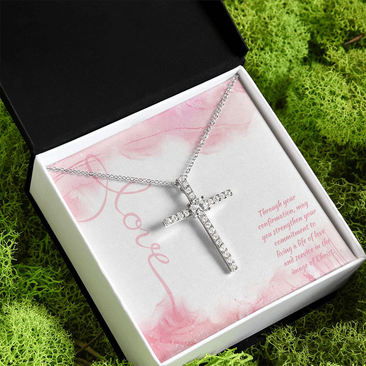 Through Your Confirmation, May You Strengthen Your Commitment - CZ Cross Necklace