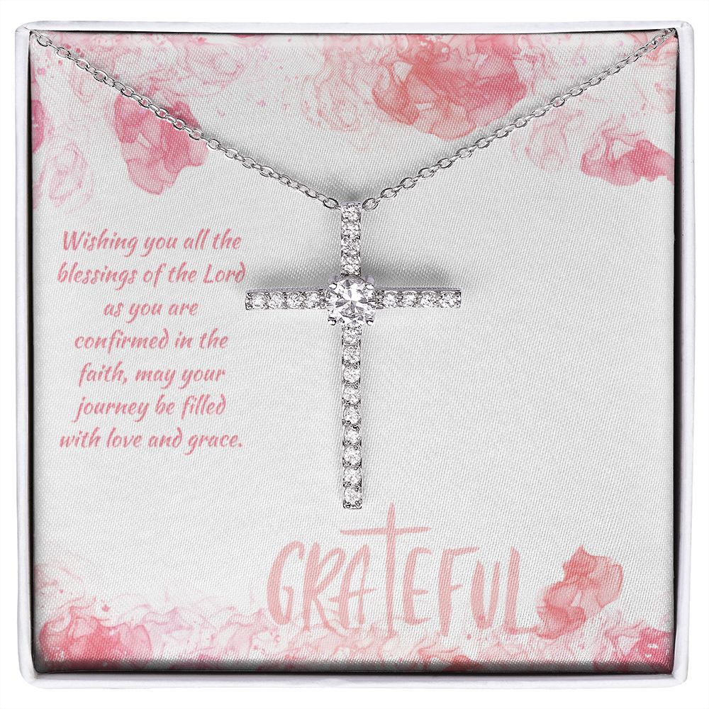 May your journey be filled with Love and Grace - CZ Cross Necklace