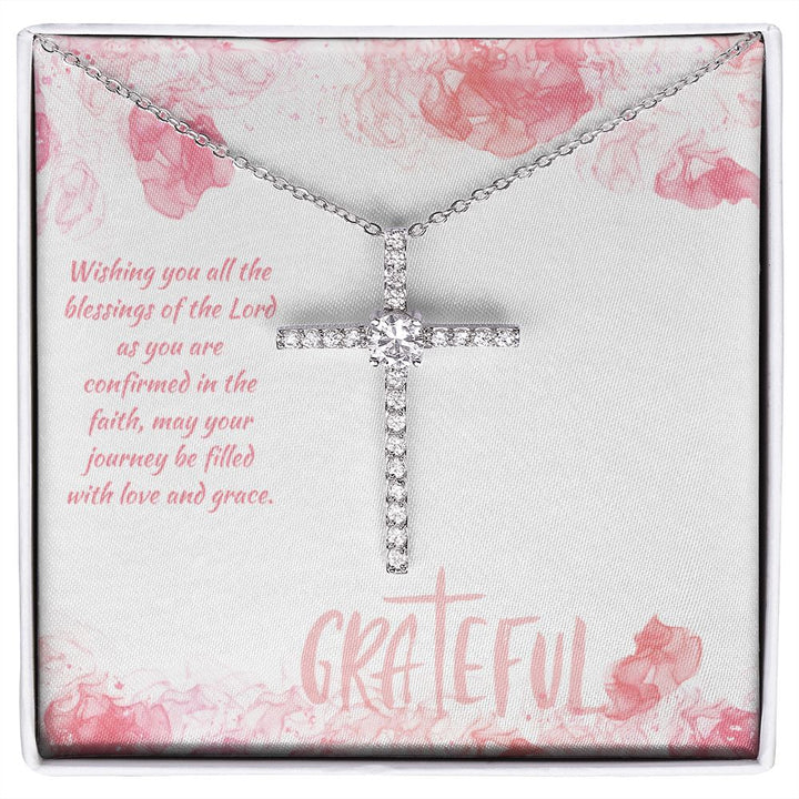 May your journey be filled with Love and Grace - CZ Cross Necklace