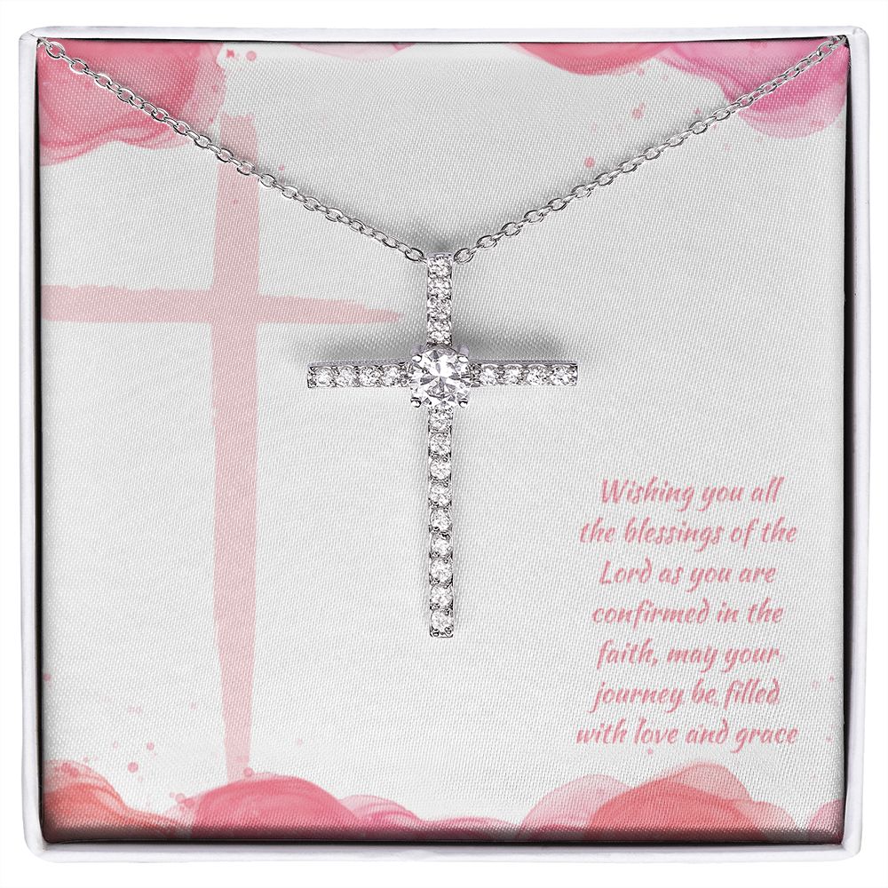 May Your Journey be filled with Love and Grace - CZ Cross Necklace