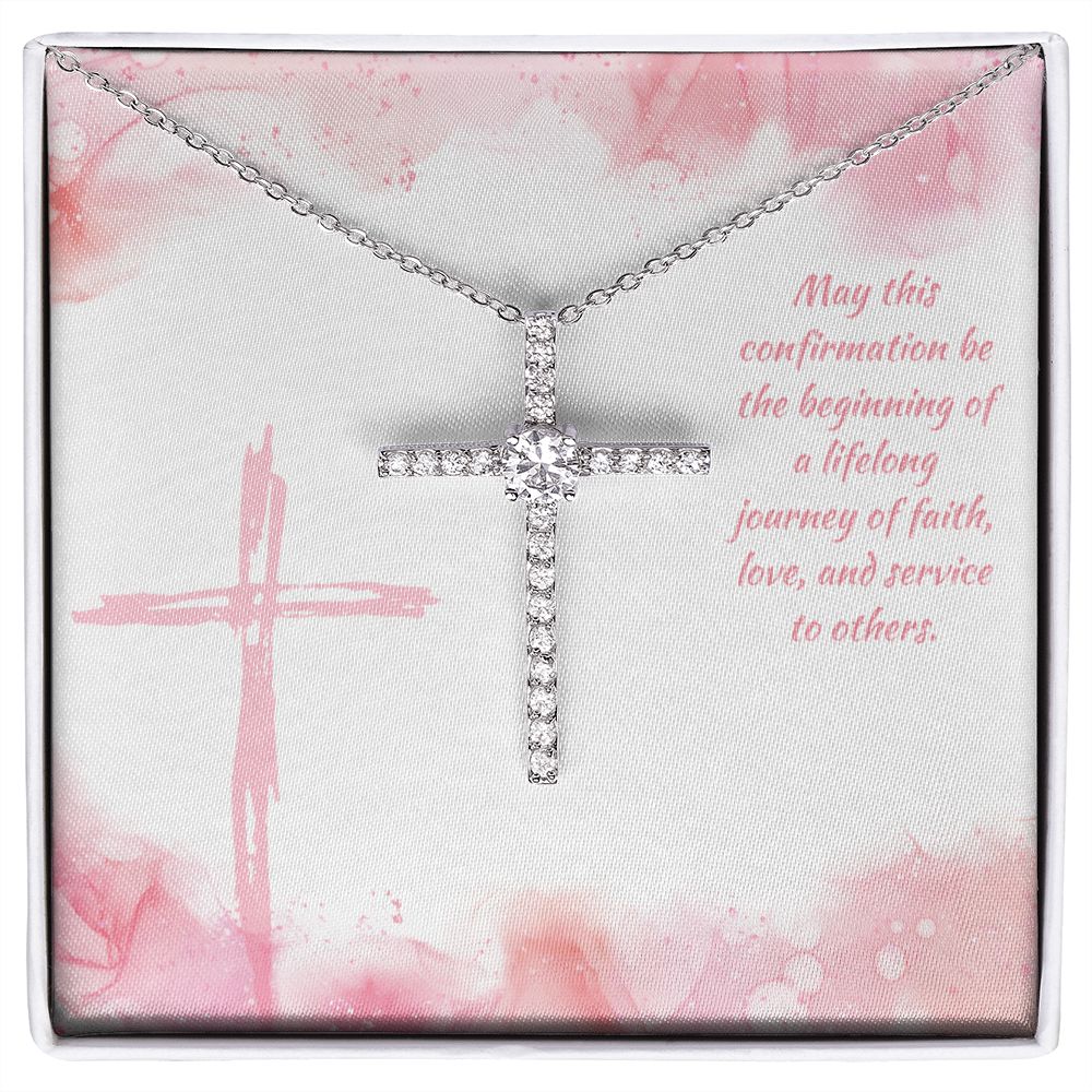 May this confirmation be the beginning of a lifelong journey of Faith - CZ Cross Necklace