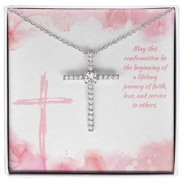 May this confirmation be the beginning of a lifelong journey of Faith - CZ Cross Necklace