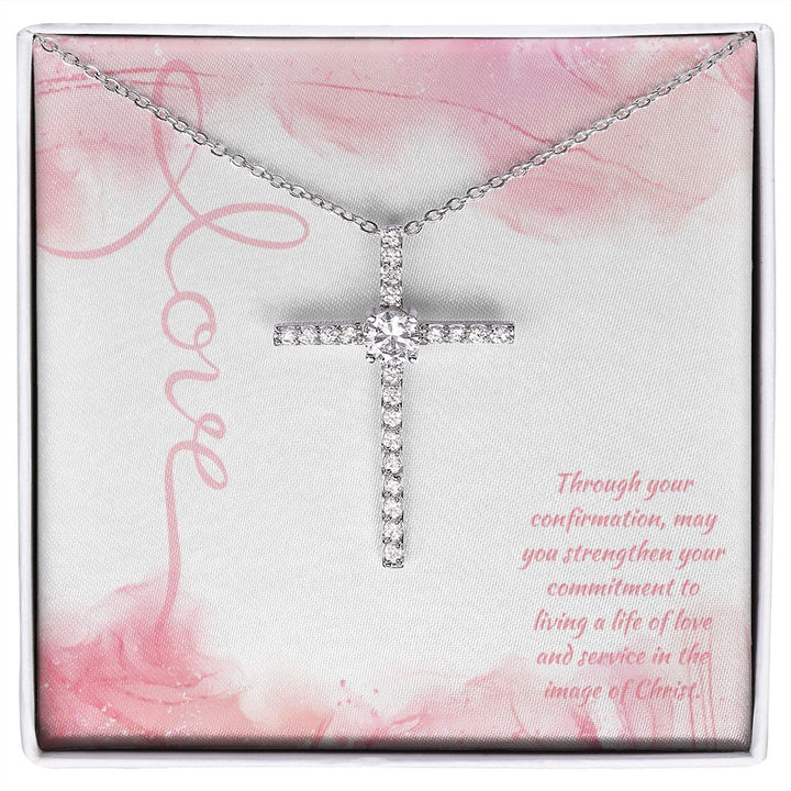 Through Your Confirmation, May You Strengthen Your Commitment - CZ Cross Necklace