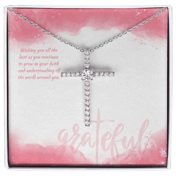 Wishing you all the best as you continue to grow in your Faith - CZ Cross Necklace