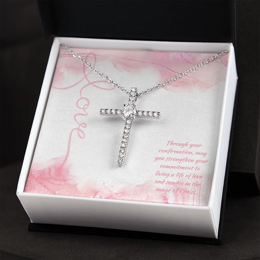 Through Your Confirmation, May You Strengthen Your Commitment - CZ Cross Necklace