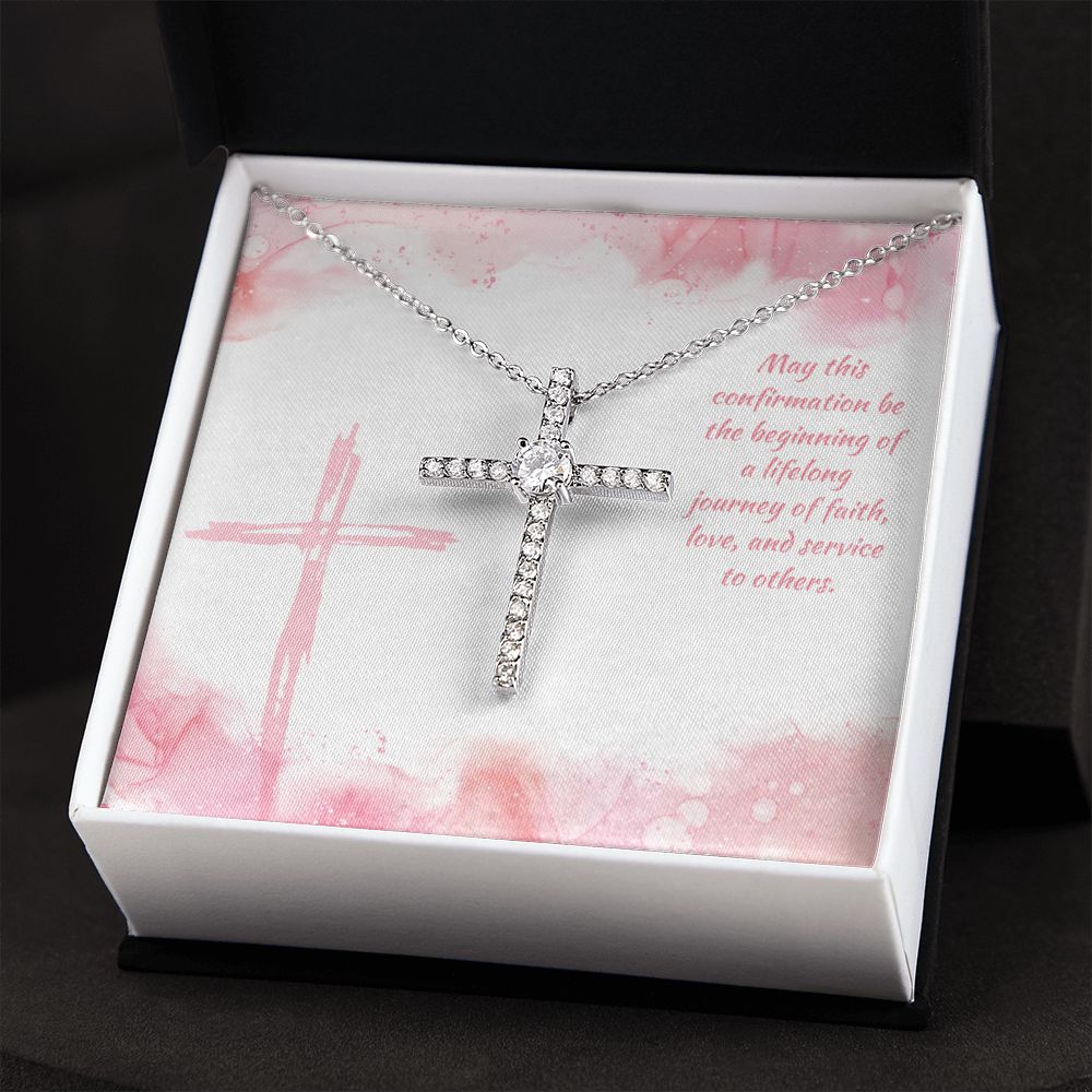 May this confirmation be the beginning of a lifelong journey of Faith - CZ Cross Necklace