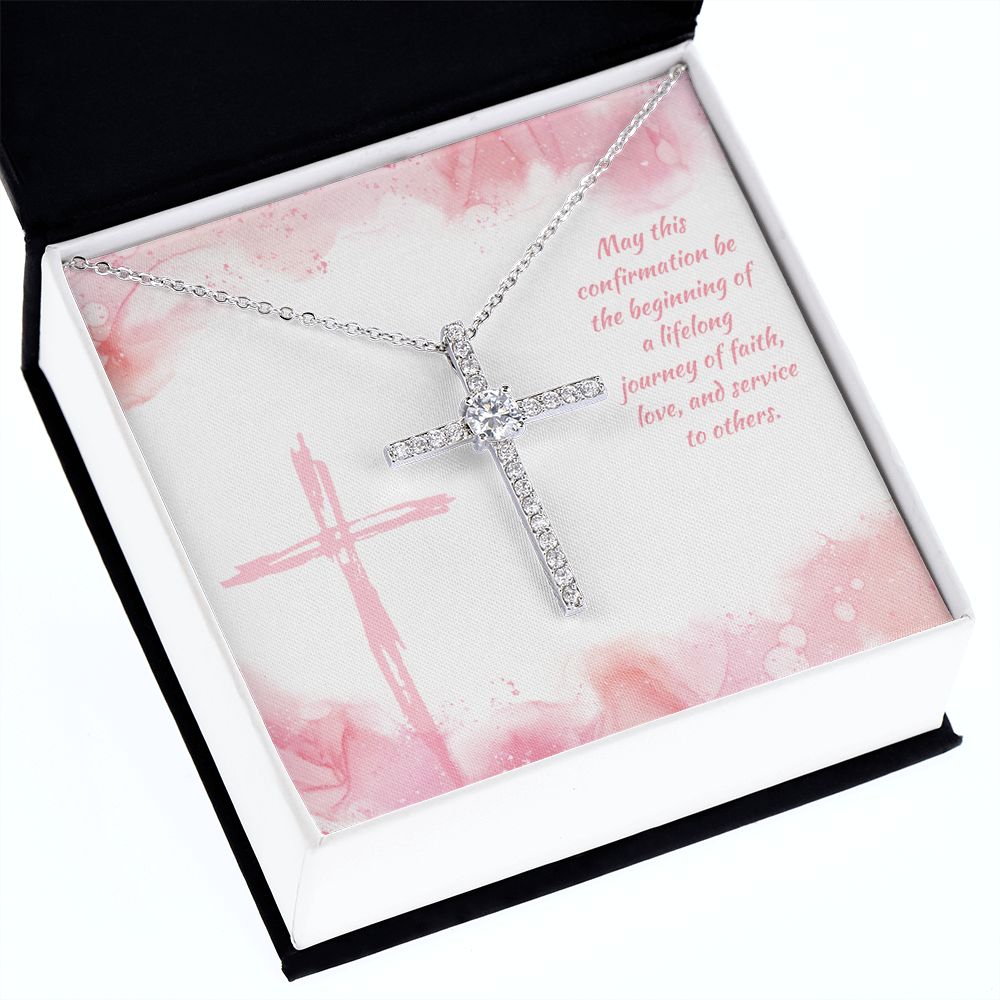 May this confirmation be the beginning of a lifelong journey of Faith - CZ Cross Necklace