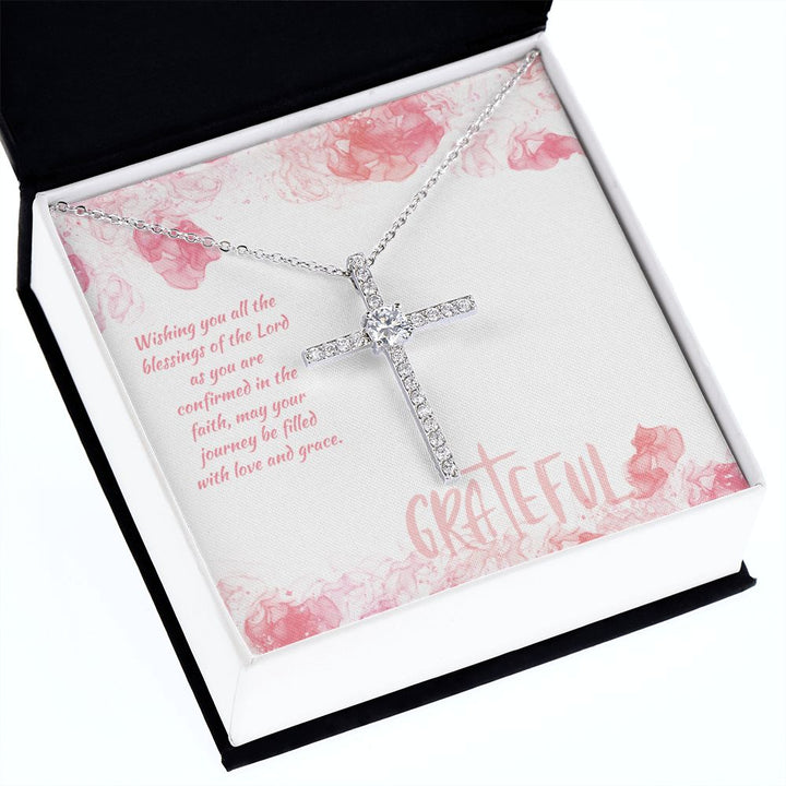 May your journey be filled with Love and Grace - CZ Cross Necklace