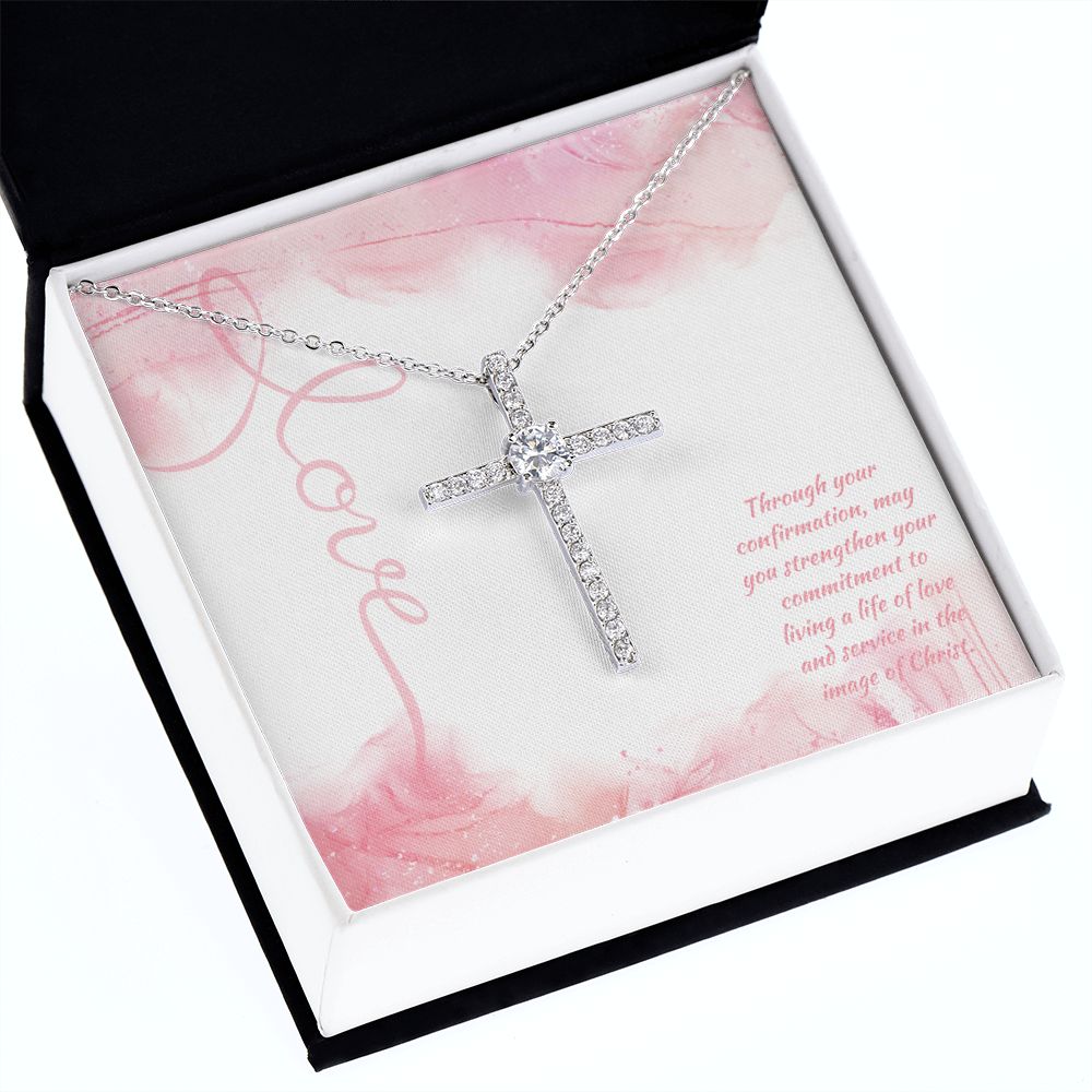 Through Your Confirmation, May You Strengthen Your Commitment - CZ Cross Necklace