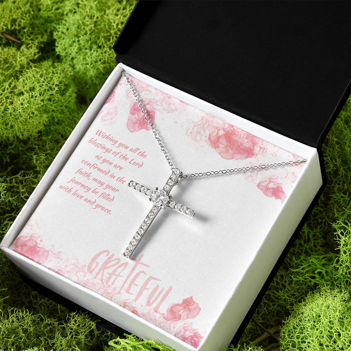 May your journey be filled with Love and Grace - CZ Cross Necklace