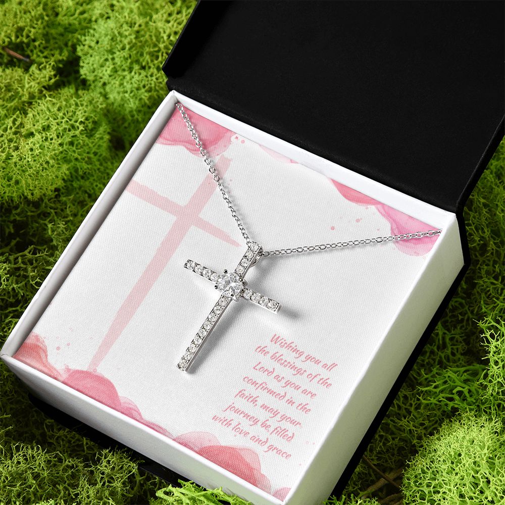 May Your Journey be filled with Love and Grace - CZ Cross Necklace