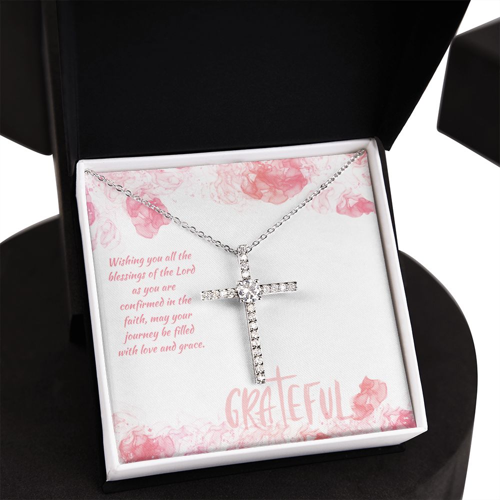 May your journey be filled with Love and Grace - CZ Cross Necklace