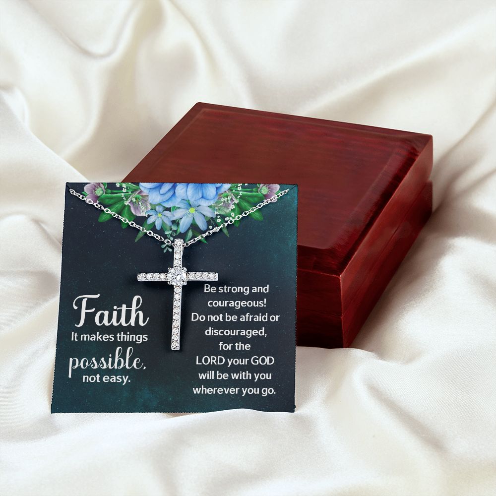 Faith it makes things possible, not easy. - CZ Cross Necklace