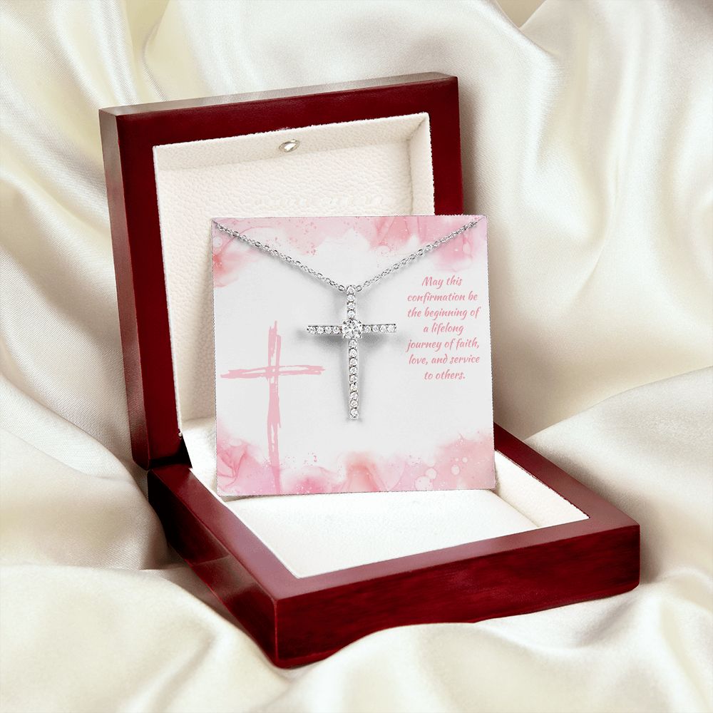 May this confirmation be the beginning of a lifelong journey of Faith - CZ Cross Necklace