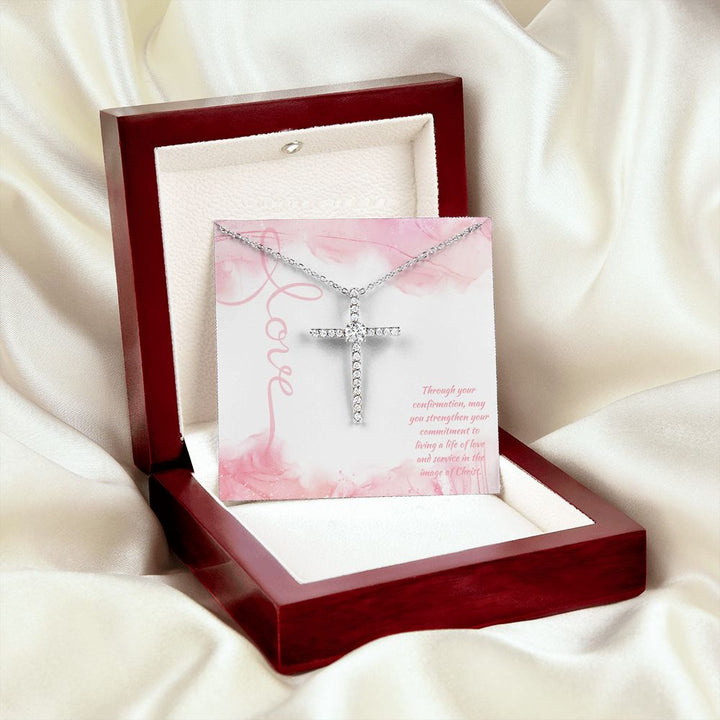 Through Your Confirmation, May You Strengthen Your Commitment - CZ Cross Necklace