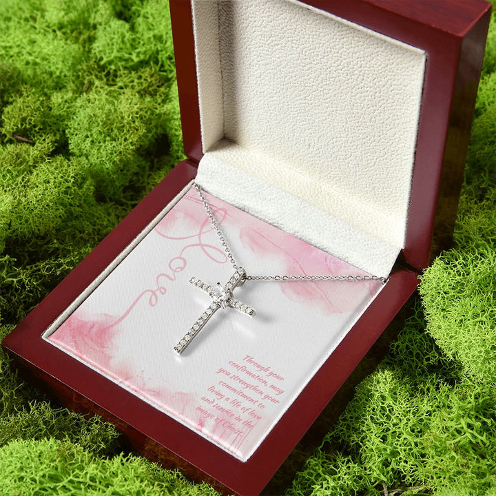 Through Your Confirmation, May You Strengthen Your Commitment - CZ Cross Necklace