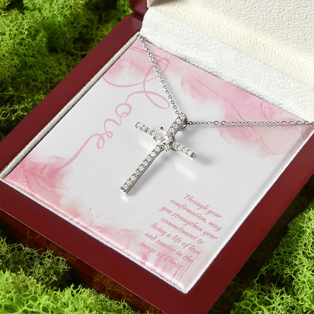 Through Your Confirmation, May You Strengthen Your Commitment - CZ Cross Necklace