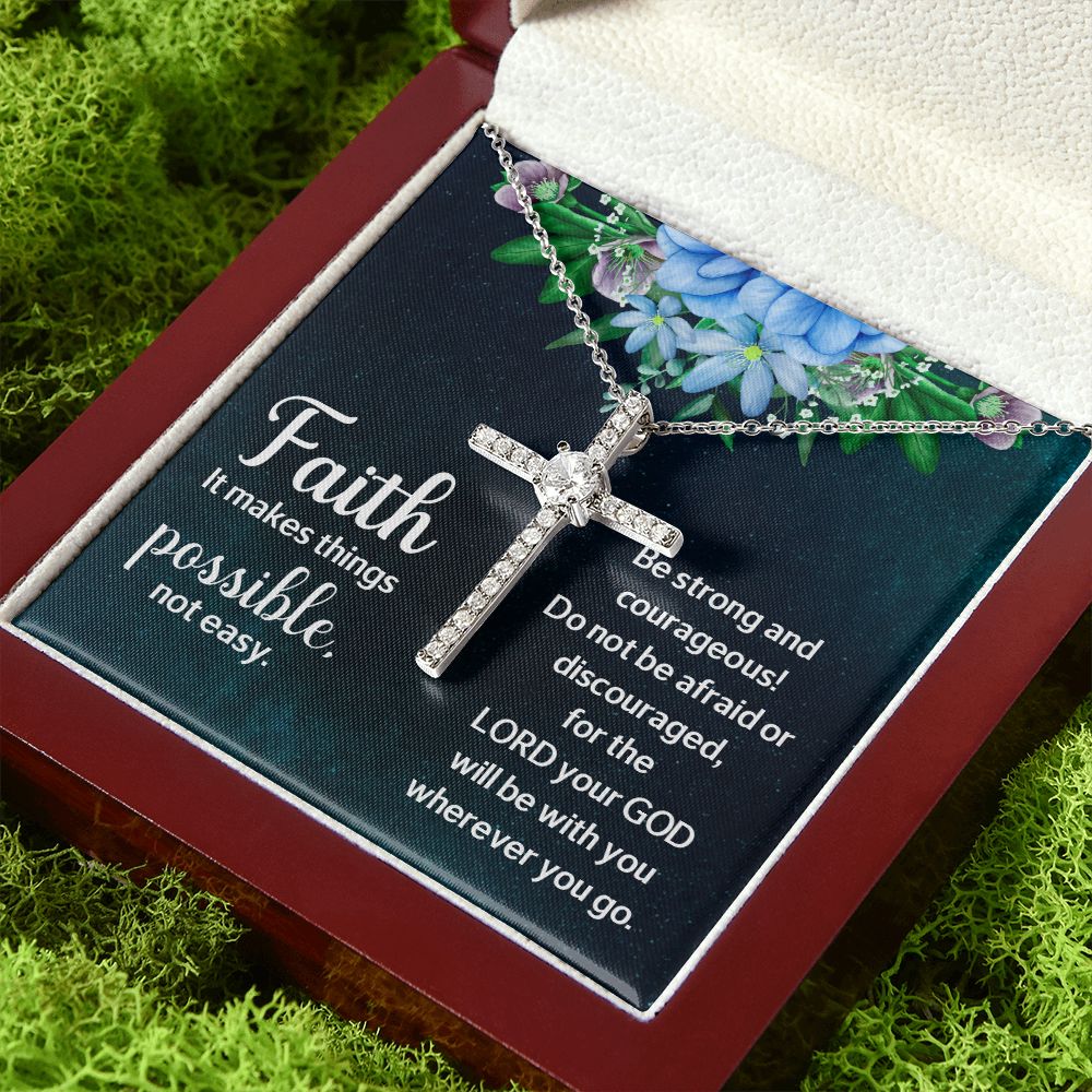 Faith it makes things possible, not easy. - CZ Cross Necklace