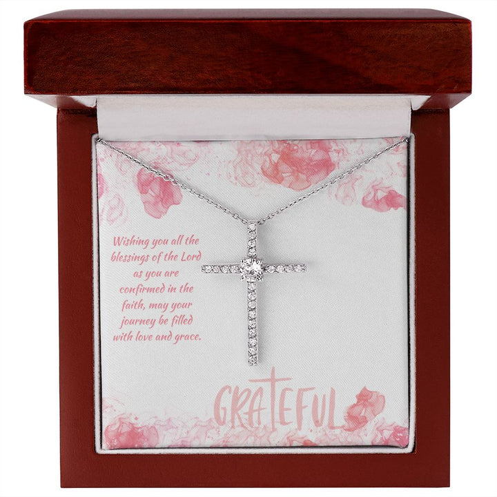 May your journey be filled with Love and Grace - CZ Cross Necklace